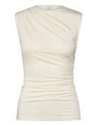 Rwbillie Sl Drape Top Cream Rosemunde