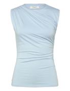 Rwbillie Sl Drape Top Blue Rosemunde