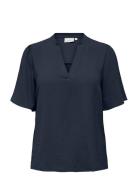 Carnoemi 2/4 V-Neck Blouse Wvn Navy ONLY Carmakoma