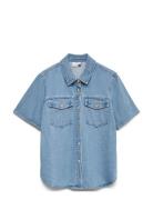Vmsigga Ss Clr Denim Shirt Blue Vero Moda