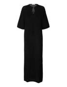 Slfivy 2/4 Knit Structure Dress Black Selected