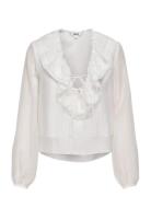 Onlteagan Ls Sheer Ruffle Top Wvn White ONLY