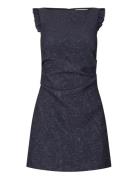 Stretch Jacquard / Sheer Ggt, Tuck Mini Dress Navy STINE GOYA