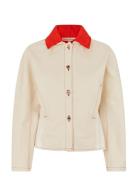 Double Rinse Denim, Peplum Collar Jacket Cream STINE GOYA