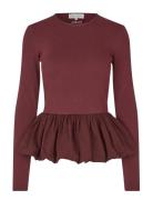 Rib / Light Cotton, Long Sleeve Balloon Top Burgundy STINE GOYA
