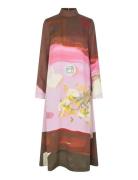 Dry Viscose, Long Sleeve Midi Dress Patterned STINE GOYA