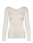Rwbeatha Silk Ls Lace T-Shirt Cream Rosemunde