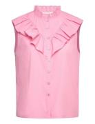Rwmegan Sl Frill Top Pink Rosemunde