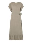 Rwelif Ss Midi Wrap Dress Khaki Rosemunde