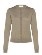 Rwcapri Silk Ls O-Neck Cardigan Khaki Rosemunde