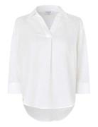 Rwesther Linen 3/4 Sleeve Shirt White Rosemunde