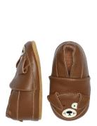 Dog Leather Slippers Brown Melton