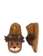 Lion Leather Slippers Brown Melton