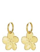 Calista Enamel Earring Gold Bud To Rose