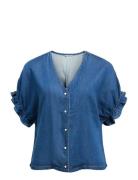 Objframe 2/4 V-Neck Re Top Noos Blue Object