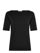 Rwnatali 2/4 Boatneck T-Shirt Black Rosemunde