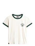 Athletic Ringer Fitted Tshirt Cream Superdry
