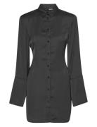 Satin Tie Shirt Dress Black ROTATE