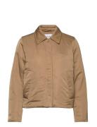 Minimal Padded Satin Jacket Brown Calvin Klein