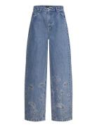Rhinest Wide Leg Jeans Blue ROTATE