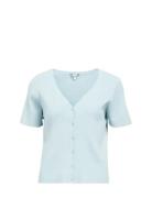 Objkelly S/S Re V-Neck Cardigan Noos Blue Object