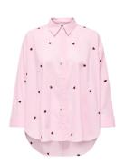 Onlnew Lina Grace Ls Emb Shirt Noos Wvn Pink ONLY