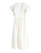 Linen Frill Midi Ss Dress White Tommy Hilfiger