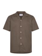 Solid Dobby Cotton Shirt S/S Brown Lindbergh