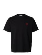 Slhreg-Ripley Ss Emb Tee Ex Black Selected