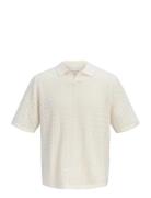 Jortyler Knit Ss Split Neck Polo Sn Cream Jack & J S