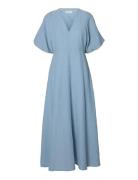 Slwmaddie Ss Closed Back Midi Dress Noos Blue Selected