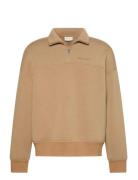 Ls Spacer Mock Neck Qtr Zip Beige Calvin Klein
