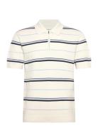 Striped Textured Zip Polo Cream GANT