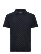 Checkered Towel V-Neck Polo S/S Navy Lindbergh