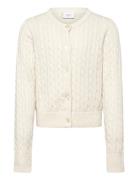 Grline Cable Ls Knit Cardigan Cream Grunt