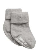 Cotton Socks - Anti-Slip Grey Melton