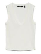 Vmchloe Sl Deep V-Neck Top Jrs Noos Cream Vero Moda