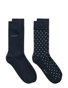 Dot And Solid Socks 2-Pack Navy GANT