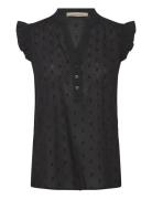 Pd-Mabel Dobby Dot Sl Shirt Black Pieszak