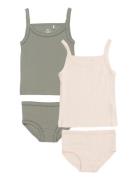 Rib Jersey 2-Pack Strap Tops Patterned Copenhagen Colors