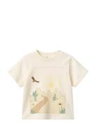 Boys Ss Tee W. Landscape Print Cream Copenhagen Colors