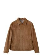 100% Leather Jacket With Pockets Brown Mango