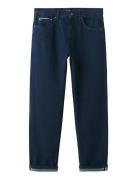 100% Cotton Regular Fit Cropped Jeans Navy Mango