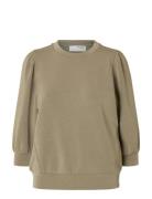 Slwtenny 3/4 Sweat Top Noos Khaki Selected