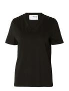 Slwessential Ss V-Neck Tee Noos Black Selected