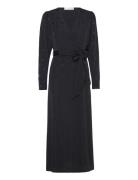 Slfludwika Ls Ankle Satin Dress B Black Selected