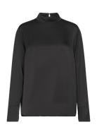 Slfivy Ls Satin Top B Black Selected