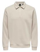 Onsceres 1/4 Zip Sweat Polo Cream ONLY & SONS