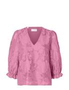 Slfcathi-Sadie 3/4 Top Ff Pink Selected