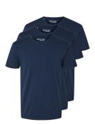 Slmroland Ss O-Neck Tee 3-Pack Noos Navy Selected
